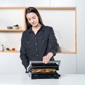 Piastra Grill Elettrica Black & Decker BXGF2200E Nero Alluminio 2200 W