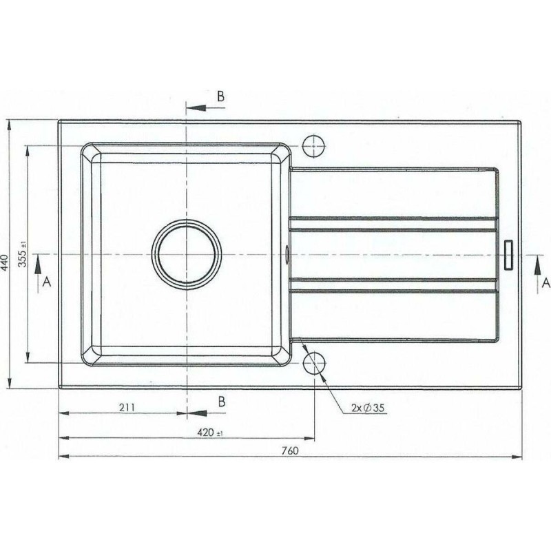 Lavello a Una Vasca Maidsinks 76x44 1B 1D E070006801 czarny Nero
