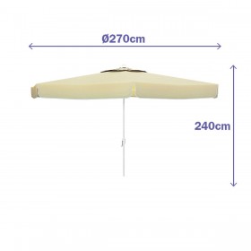 Marbueno Ombrellone Alluminio 8 Stecche D270 cm Poliestere Bianco Giardino, Piscina e Terrazza 10182