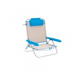 Marbueno Sedia Pieghevole 5 Posizioni Alluminio con Cuscino Beige/Azzurro Piscina e Mare 61X68X82 cm 10172