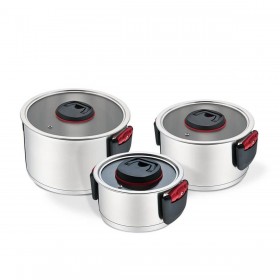 Pentola con Coperchio Feel Maestro MR-3530-6 Nero Rosso Acciaio Acciaio inossidabile Plastica Ø 24 cm Ø 20 cm Ø 16 cm 1,5 L 5,8