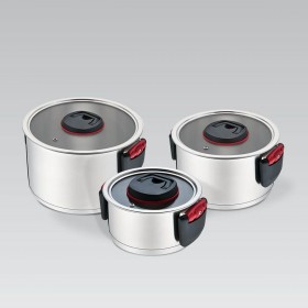 Pentola con Coperchio Feel Maestro MR-3530-6 Nero Rosso Acciaio Acciaio inossidabile Plastica Ø 24 cm Ø 20 cm Ø 16 cm 1,5 L 5,8