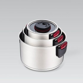 Pentola con Coperchio Feel Maestro MR-3530-6 Nero Rosso Acciaio Acciaio inossidabile Plastica Ø 24 cm Ø 20 cm Ø 16 cm 1,5 L 5,8