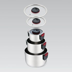 Pentola con Coperchio Feel Maestro MR-3530-6 Nero Rosso Acciaio Acciaio inossidabile Plastica Ø 24 cm Ø 20 cm Ø 16 cm 1,5 L 5,8