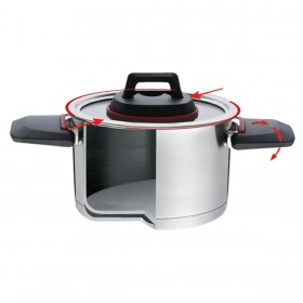 Pentola con Coperchio Feel Maestro MR-3530-6 Nero Rosso Acciaio Acciaio inossidabile Plastica Ø 24 cm Ø 20 cm Ø 16 cm 1,5 L 5,8