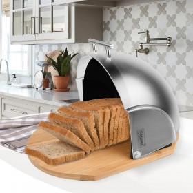 Portapane Feel Maestro MR-1678-BLACK Nero Argentato Trasparente Legno, bambù Plastica 25 x 20 x 35 cm
