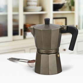 Caffettiera Italiana Feel Maestro MR-1666-6-BROWN Nero Bronce Alluminio 300 ml 6 Tazze