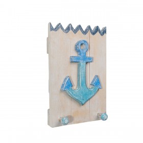 Appendiabiti da parete Romimex Azzurro Naturale Legno Ancora 20 x 30 x 7 cm