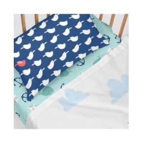 Lenzuolo con angoli aderenti HappyFriday Moshi Moshi Whale Multicolore 70 x 140 x 14 cm