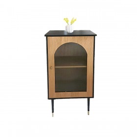 Credenza Romimex Nero Naturale Metallo Legno MDF 82 x 55 x 55 cm