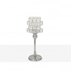 Portacandele Romimex Argentato Metallo Vetro 12 x 32 x 12 cm Calice