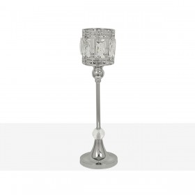 Portacandele Romimex Argentato Metallo Vetro 12 x 40 x 12 cm Calice