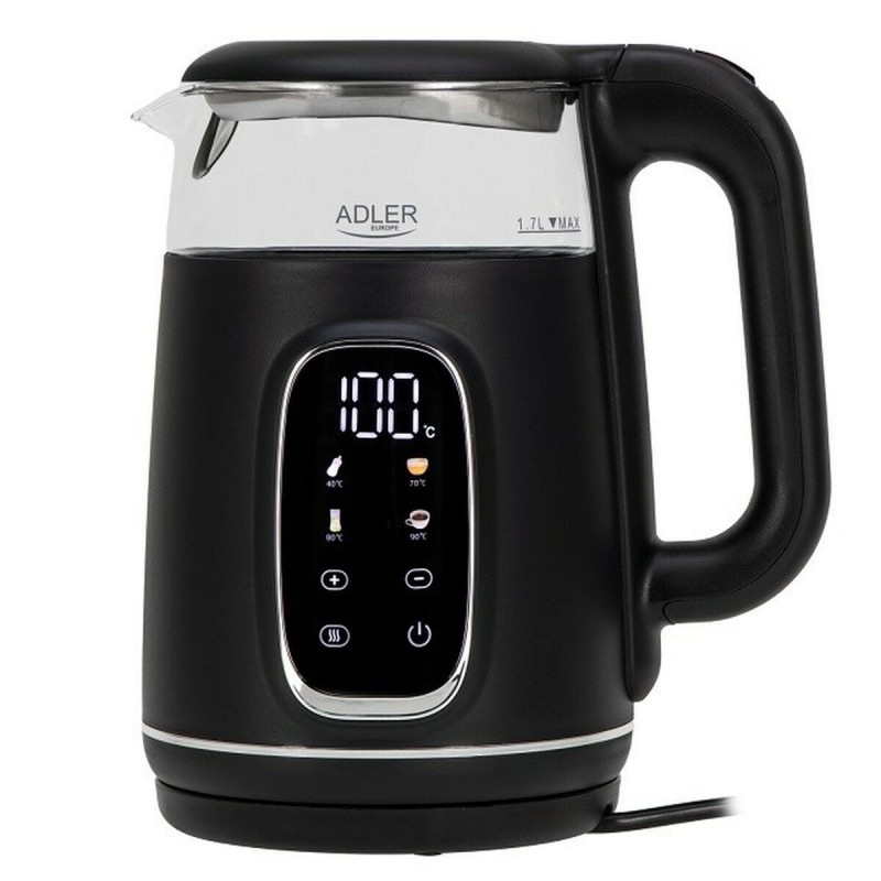 Bollitore Adler AD 1305bs Nero Argentato 2200 W 1,7 L