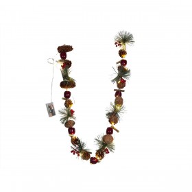 Ghirlanda di Natale Romimex Marrone Rosso Verde Polietilene Mela 5 x 120 x 5 cm Luci