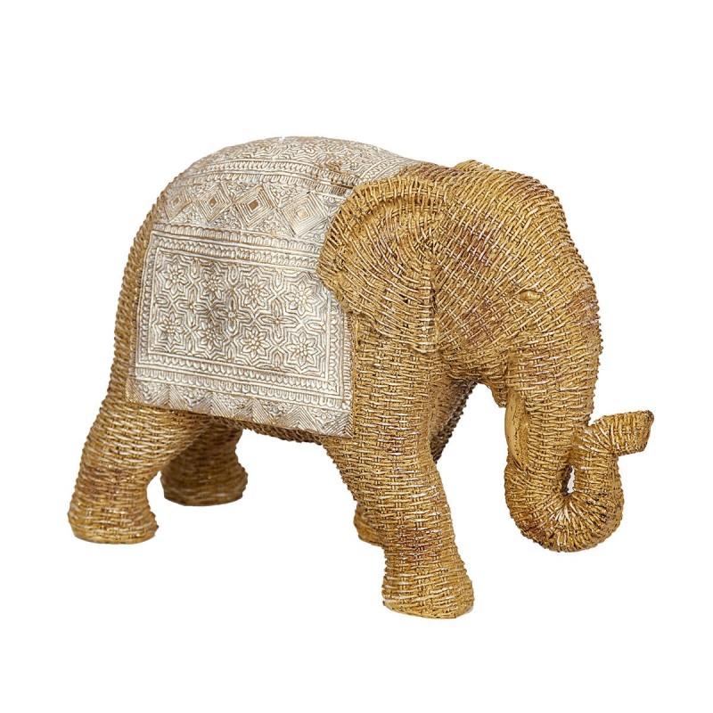 Statua Decorativa Romimex Beige Rattan Poliresina Elefante 29 x 20 x 12 cm