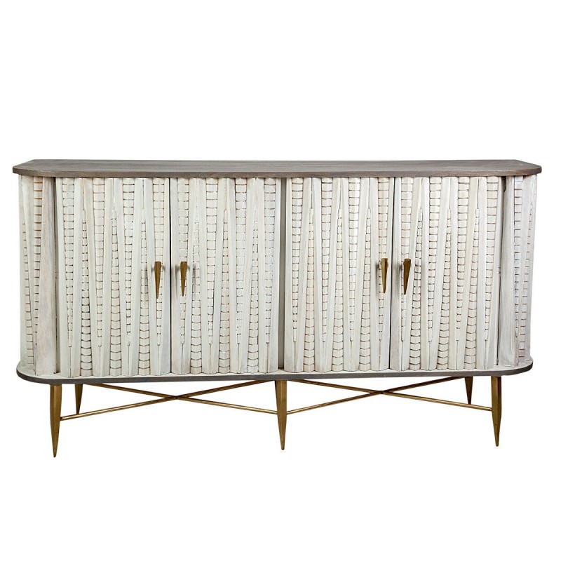 Cassettiera Romimex Bianco Argentato Legno 43 x 83 x 153 cm