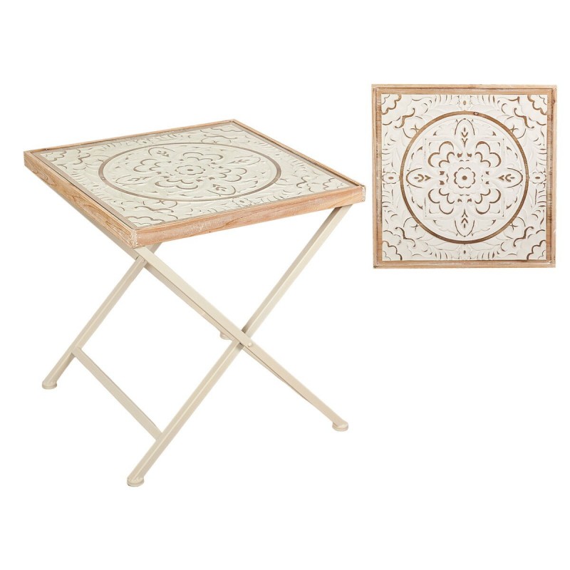 Tavolo aggiuntivo Romimex Naturale Metallo Legno MDF 50 x 53 x 50 cm