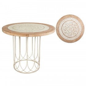 Tavolo aggiuntivo Romimex Naturale Legno Metallo 100 x 85 x 100 cm
