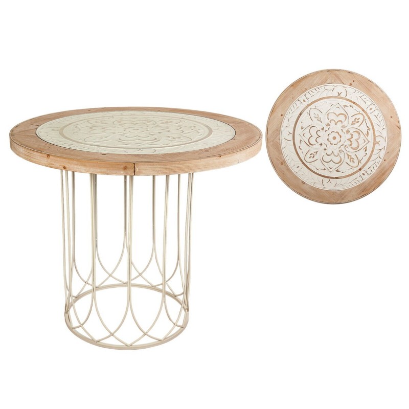 Tavolo aggiuntivo Romimex Naturale Legno Metallo 100 x 85 x 100 cm