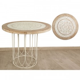 Tavolo aggiuntivo Romimex Naturale Legno Metallo 100 x 85 x 100 cm