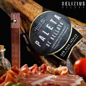 Set di Spalla di Prosciutto Iberico di Bellota e Porta Prosciutto Delizius Deluxe