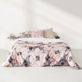 Copripiumino HappyFriday White Peonies Multicolore 155 x 220 cm