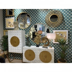 Armadio Romimex Bianco Dorato Legno di mango 40 x 165 x 75 cm