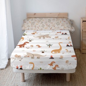 Set di Lenzuola HappyFriday Moshi Moshi Dino family  Multicolore Singolo 2 Pezzi