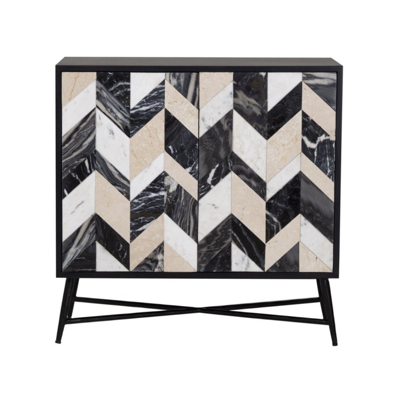 Credenza Romimex Marrone Nero Dorato Legno Marmo 40 x 80 x 80 cm