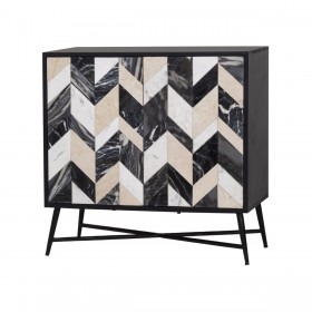 Credenza Romimex Marrone Nero Dorato Legno Marmo 40 x 80 x 80 cm