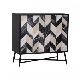 Credenza Romimex Marrone Nero Dorato Legno Marmo 40 x 80 x 80 cm