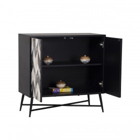 Credenza Romimex Marrone Nero Dorato Legno Marmo 40 x 80 x 80 cm