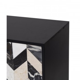 Credenza Romimex Marrone Nero Dorato Legno Marmo 40 x 80 x 80 cm