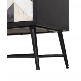 Credenza Romimex Marrone Nero Dorato Legno Marmo 40 x 80 x 80 cm