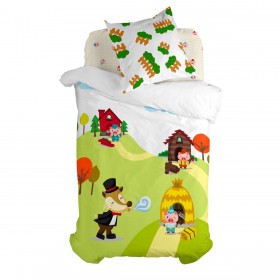Set di copripiumino HappyFriday Mr Fox Piggys  Multicolore Singolo 2 Pezzi