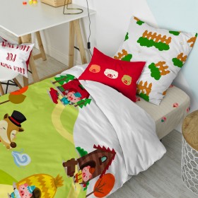 Set di copripiumino HappyFriday Mr Fox Piggys  Multicolore Singolo 2 Pezzi