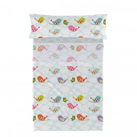 Set di Lenzuola HappyFriday Mr Fox Little Birds Multicolore Singolo 2 Pezzi