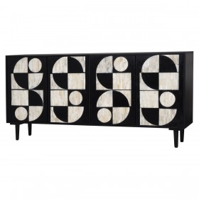 Credenza Romimex Marrone Nero Legno Osso 40 x 80 x 160 cm