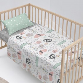 Set di Lenzuola HappyFriday Moshi Moshi Best buddies  Multicolore Culla Neonato 2 Pezzi