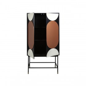 Armadio Romimex Bianco Nero Beige Metallo Legno MDF 80 x 160 x 40 cm
