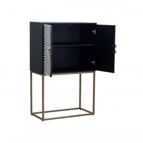 Armadio Romimex Bianco Nero Dorato Metallo Osso Legno di acacia 80 x 125 x 40 cm