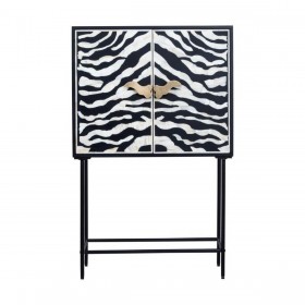 Armadio Romimex Bianco Nero Dorato Metallo Osso Legno di acacia 80 x 125 x 40 cm