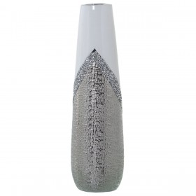 Vaso Alexandra House Living Bianco Argentato Ceramica Luminoso 13 x 13 x 45 cm