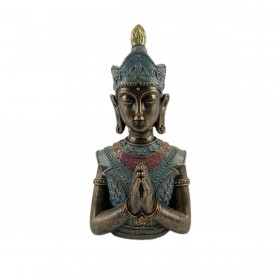 Busto Romimex Azzurro Naturale Resina Buddha 11 x 11 x 10 cm