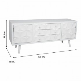 Cassettiera multiuso Alexandra House Living Bianco Legno di abete Legno MDF 43 x 58 x 136 cm