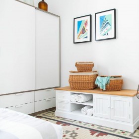 Cassettiera multiuso Alexandra House Living Bianco Naturale Legno di paulownia Legno MDF 45 x 50 x 150 cm