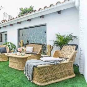 Lettino Alexandra House Living Nero Naturale 48 x 78 x 110 cm