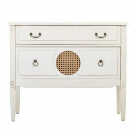 Cassettiera Alexandra House Living Bianco Rattan Legno di abete Legno MDF 72 x 38 x 88 cm