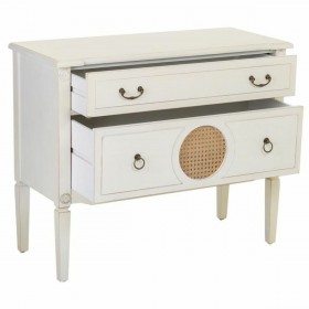 Cassettiera Alexandra House Living Bianco Rattan Legno di abete Legno MDF 72 x 38 x 88 cm