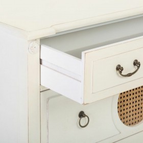 Cassettiera Alexandra House Living Bianco Rattan Legno di abete Legno MDF 72 x 38 x 88 cm
